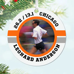 Marathon Round Metal Personalized Ornament, Custom Photo and Text