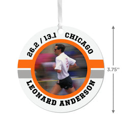 Marathon Round Metal Personalized Ornament, Custom Photo and Text