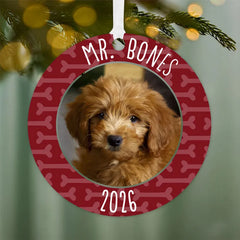 Pet Round Metal Personalized Ornament, Custom Photo and Text