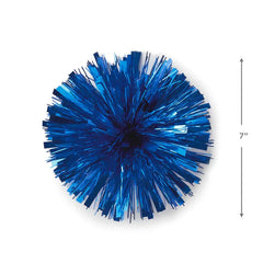 Royal Blue Metallic Pom Pom Gift Bow, 7"