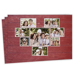 Rustic Heart Collage on Red Flat Photo Card