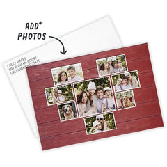 Rustic Heart Collage on Red Flat Photo Card