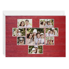 Rustic Heart Collage on Red Custom Card