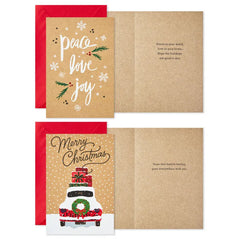 Rustic Kraft Boxed Christmas Cards Assortment, Pack of 36