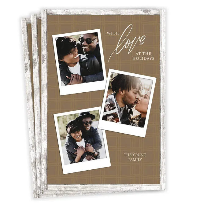 With Love Rustic Plaid Flat Holiday Photo Card
