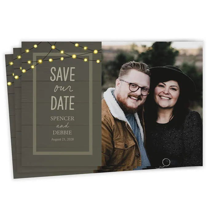 Rustic String Lights Save the Date