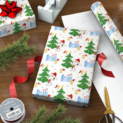 Peanuts® Santa Snoopy and Woodstock on White Christmas Wrapping Paper Roll, 25 sq. ft.