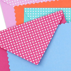 Scalloped Edge Assorted Blank Flat Note Cards in Caddy, Pack of 40