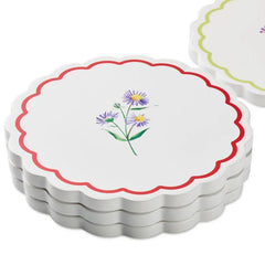 Floral Scalloped Coasters, Set of 4