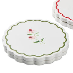 Floral Scalloped Coasters, Set of 4