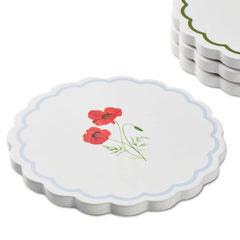Floral Scalloped Coasters, Set of 4