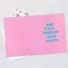 Pink Letters on Teal Birthday Card