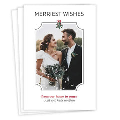 Mistletoe Newlywed Wishes Flat Christmas Photo Card