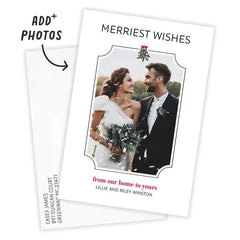 Mistletoe Newlywed Wishes Flat Christmas Photo Card