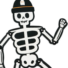 Poseable Skeleton on Skateboard Paper Craft Halloween Card