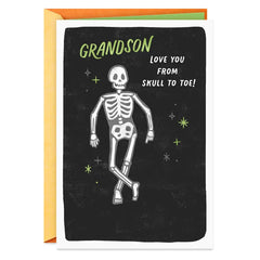 Love You From Skull to Toe Halloween Card for Grandson