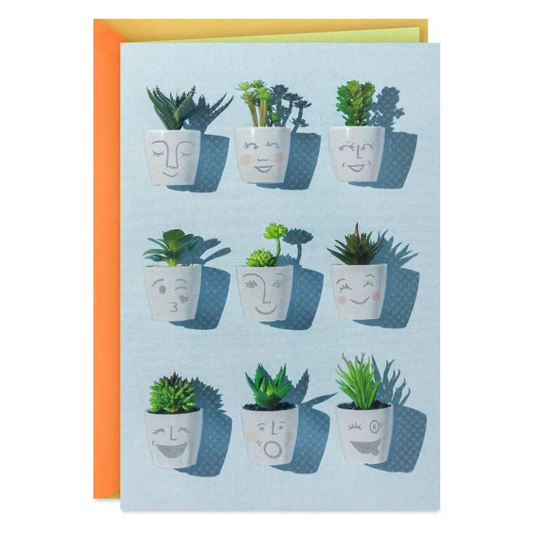 Smiling Succulent Plants Blank Card