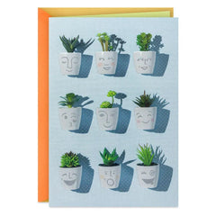 Smiling Succulent Plants Blank Card