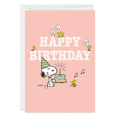 Peanuts® Cute Snoopy Party Custom Birthday Card