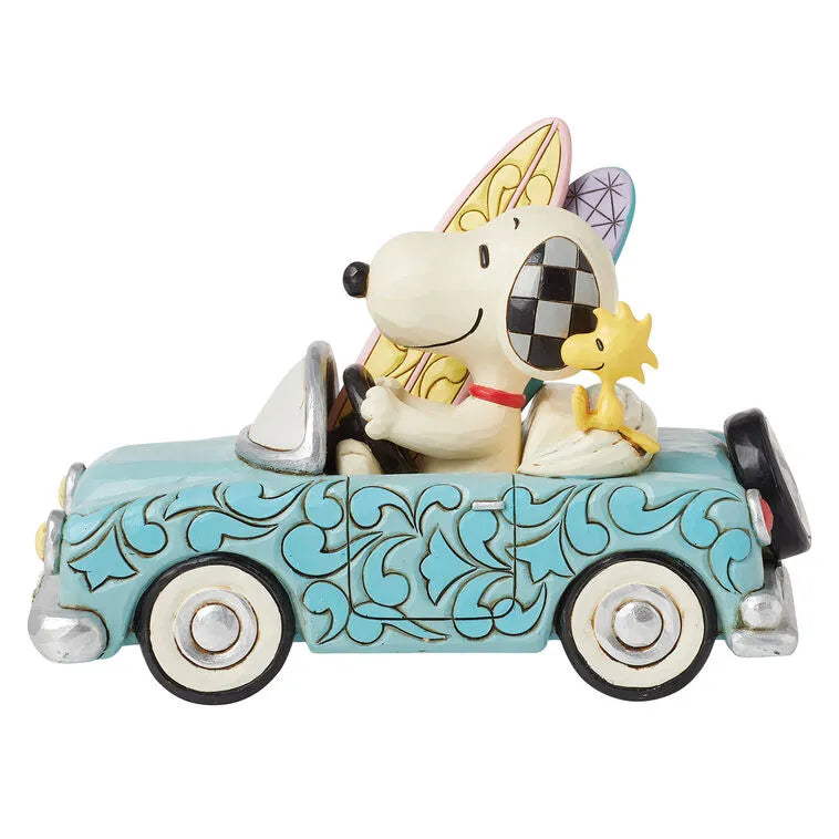 Jim Shore Peanuts Snoopy and Woodstock Going Surfing Figurine, 4.6"