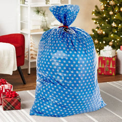 56" Snowflakes and Santa Face 2-Pack Giant Plastic Christmas Gift Bags