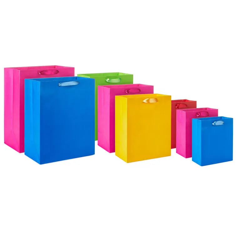 Solid Colors 8-Pack Assorted Gift Bag Bundle