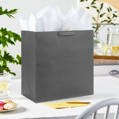 15" Gray Extra-Deep Gift Bag