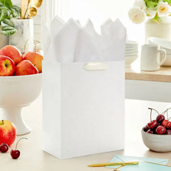 9.6" Solid White Medium Gift Bag