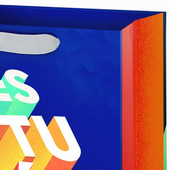 9.6" Es Tu Día Shadow Lettering on Blue Medium Gift Bag