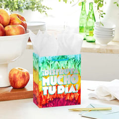 6.5" Disfruta Mucho Tu Día With Colorful Fringe Small Gift Bag