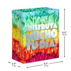 6.5" Disfruta Mucho Tu Día With Colorful Fringe Small Gift Bag