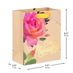 6.5" Eres Maravillosa With Watercolor Rose Small Gift Bag