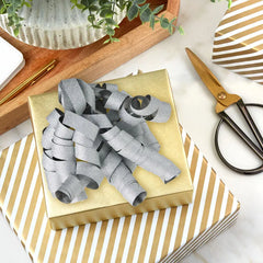 6.5" Sparkly Silver Curly Ribbon Gift Bow