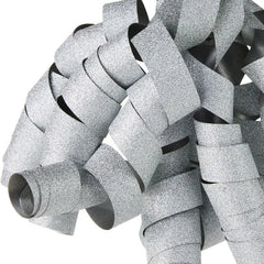 6.5" Sparkly Silver Curly Ribbon Gift Bow