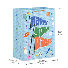 20" Happy You Day Pennants and Sports Icons Jumbo Gift Bag