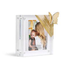Demdaco Acrylic Picture Frame With Butterfly Charm, 4x4