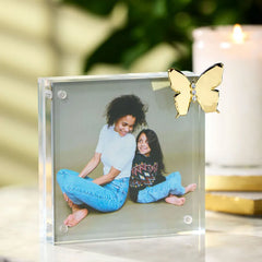 Demdaco Acrylic Picture Frame With Butterfly Charm, 4x4