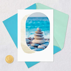 Stacked Stones on the Beach Blank Card