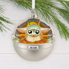 Star Wars: The Mandalorian™ Grogu in Pram Blown Glass Hallmark Ornament