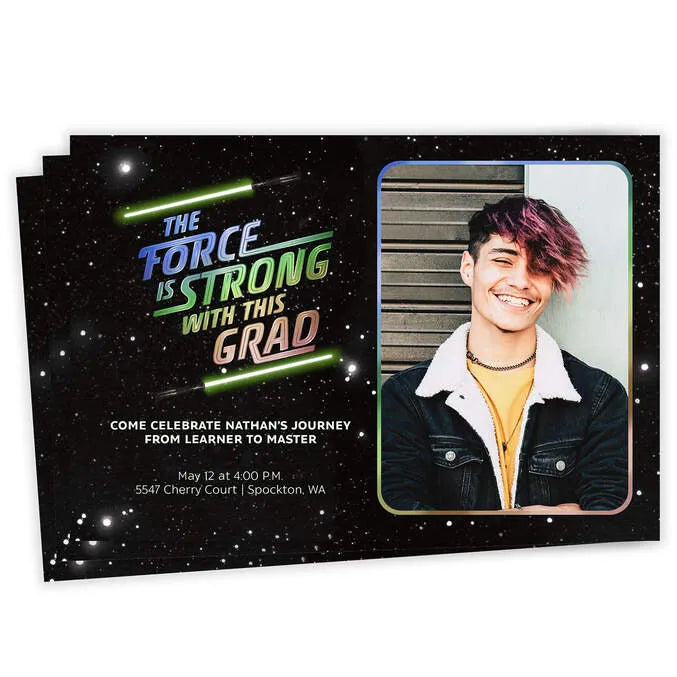Star Wars™ Force is Strong Flat Graduation Party Invitation