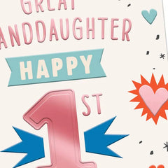 So Much Cuteness and Fun 1st Birthday Card for Great-Granddaughter