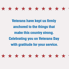 Grateful for Your Service Stars and Stripes Veterans Day Card
