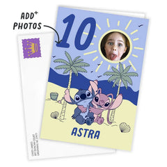 Disney Lilo & Stitch With Angel Custom Birthday Card