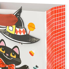 6.5" Cute Cat in Pumpkin Small Halloween Gift Bag With Tag