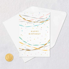 Party Streamers and Confetti Blank Birthday Card