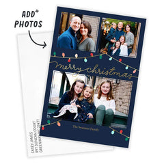 Colorful String Lights Flat Christmas Photo Card