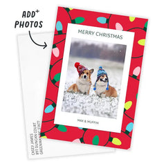 Bold String Lights Flat Christmas Photo Card