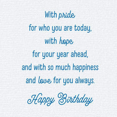 With Pride, Hope, Happiness and Love Birthday Card for Son