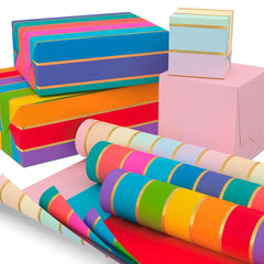 Stripes and Solids 3-Pack Reversible Wrapping Paper, 75 sq. ft. total