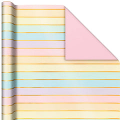 Stripes and Solids 3-Pack Reversible Wrapping Paper, 75 sq. ft. total